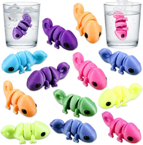 Honoson 12 piezas de animales impresos en 3D 3D mini animales flexibles y articulados pequeños para aliviar el estrés de mascotas, para adultos,
