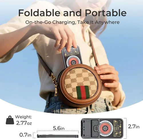 Miniatura 5 de Paquete de 2 cargadores de teléfono inalámbricos rápidos de 15 W, estación de carga inalámbrica plegable para teléfono celular compatible con iPhone