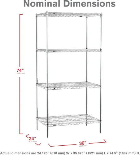 Miniatura 2 de Metro EZ2436NC-4 Super Erecta - Estantería de alambre industrial de 4 estantes, cromada, 24 "x 36" x 74.5" Cromado
