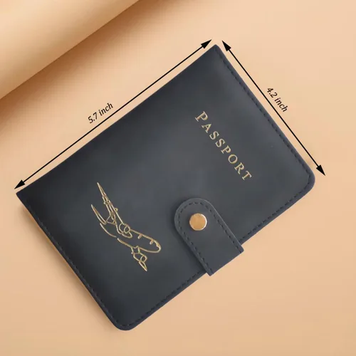 Miniatura 3 de Soporte para pasaporte con múltiples ranuras para tarjetas, funda para pasaporte con bloqueo RFID, elegante diseño unisex para hombres y mujeres