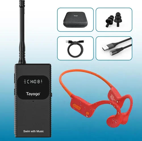 Miniatura 7 de Tayogo Auriculares de natación, auriculares impermeables de conducción ósea, comunicador de entrenador de natación, auriculares impermeables