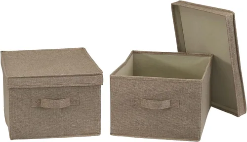 Miniatura 4 de Household Essentials Paquete de 2 contenedores grandes de tela, de polilino suave con lados resistentes, asa adjunta y tapa completamente removible