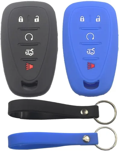 Miniatura 8 de 2 fundas de silicona de goma negra con 5 botones para llave inteligente, sin llave, compatible con Chevrolet Chevy Traverse Blazer Trailblazer