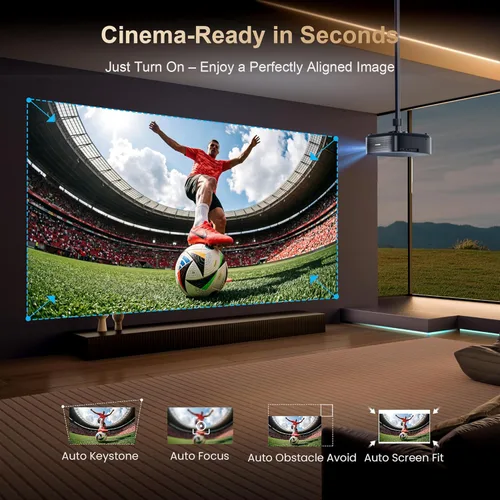 Miniatura 5 de Proyector inteligente 2026 actualizado, 2500 ANSI, compatible con 4K, audio DoIby de 50 W, aplicación NetfIix integrada