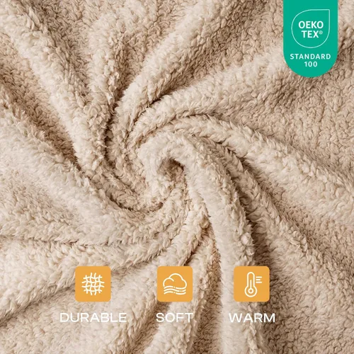 Miniatura 2 de 1 paquete de 3 mantas calmantes esponjosas de vellón de primera calidad para mascotas, manta sherpa suave para perros, cachorros, gatos, beige