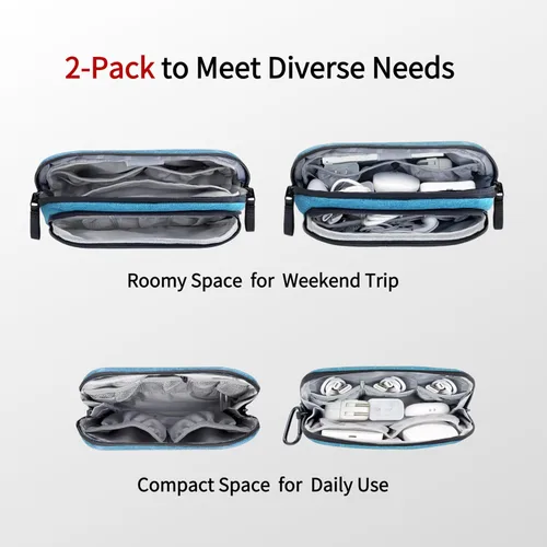 Miniatura 2 de Estuche organizador de artículos electrónicos, organizador de cables, artículos esenciales de viaje, bolsa para cables, bolsas tecnológicas, azul