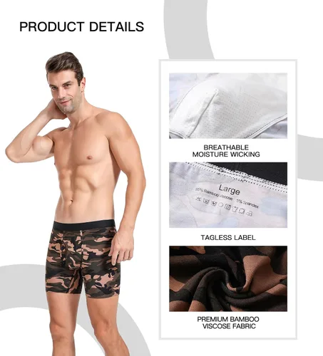 Miniatura 5 de Calzoncillos tipo bóxer para hombre, de viscosa de bambú, suave, cómodo, paquete múltiple