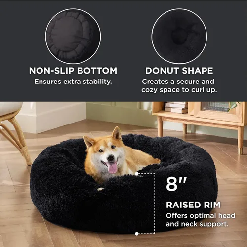 Miniatura 3 de Bedsure - Cama relajante para perros medianos - Cama lavable para mascotas en forma de dona, 30 pulgadas, antideslizante, redonda, de felpa mullida