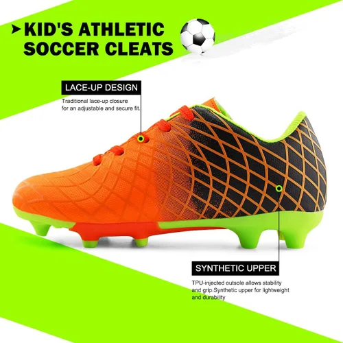 Miniatura 4 de JABASIC - Tacos de fútbol para exteriores para niños zapatos de fútbol atléticos y firmes
