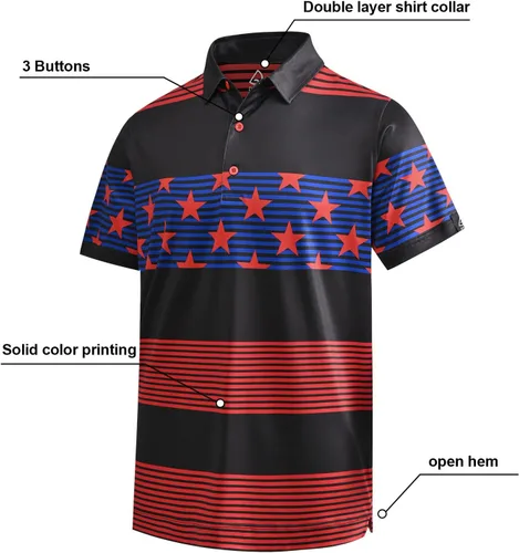 Miniatura 93 de DEOLAX Camisa de golf para hombre, con estampado de moda, atlética, de manga corta, clásica, casual, ajuste seco, suave, para hombres