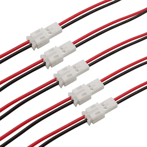 Miniatura 10 de 40 piezas (20 pares) de 0.049 in 2 pines mini micro macho y hembra de cable de conexión con conector de terminal rojo negro cable de 3.937 in