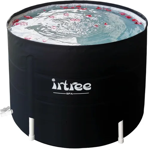 Bañera portátil para adultos – Bañera de inmersión fría plegable con barril de ducha (diámetro 29.5 pulgadas x alto 21.6 pulgadas)