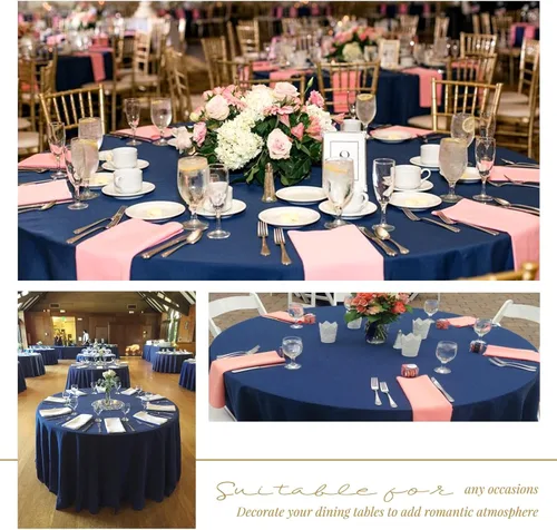 Miniatura 32 de Showgeous Paquete de 4 manteles redondos color rosa intenso de 120 pulgadas de poliéster para mesas redondas, manteles de tela decorativa lavable