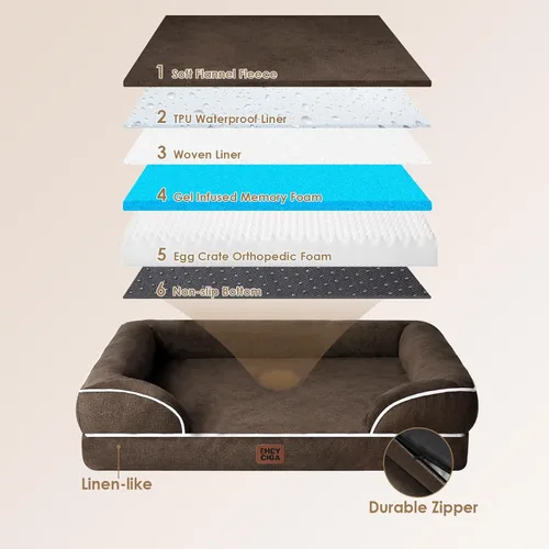 Miniatura 229 de EHEYCIGA – Cama ortopédica impermeable para perros pequeños, de espuma viscoelástica tipo caja de huevos, con bordes elevados y base antideslizante