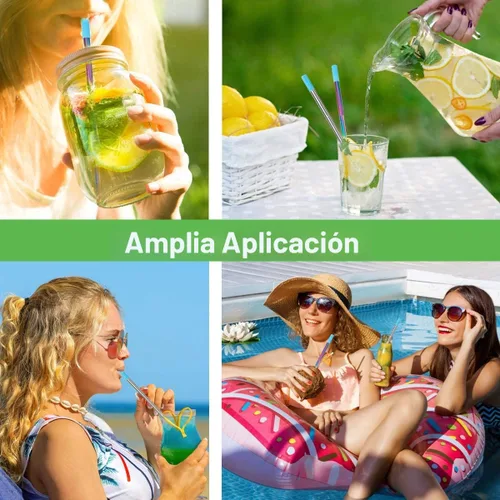 Miniatura 7 de Kynup Pajitas de metal reutilizables (paquete de 4), popotes plegables de viaje con estuches, esenciales para cruceros, imprescindibles