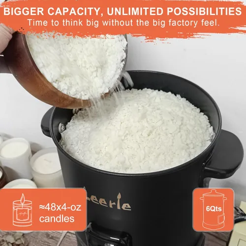 Miniatura 4 de Leerie Derretidor de cera digital de 12 libras para hacer velas, olla de fusión de cera de vela D6 con control preciso de temperatura y núcleo