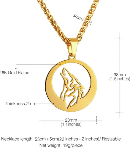 Miniatura 6 de U7 Collares punk camaleónáguiladragónhalcónlobo para hombres y mujeres, colgante de animal de acero inoxidable negro retro, regalo de joyería