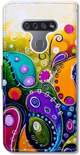 Miniatura 7 de Bcov Funda para LG K51/LG Reflect (LM-K500), diseño de libélula colorida funda de piel con tapa y ranura para tarjeta soporte para LG K51/LG Q51