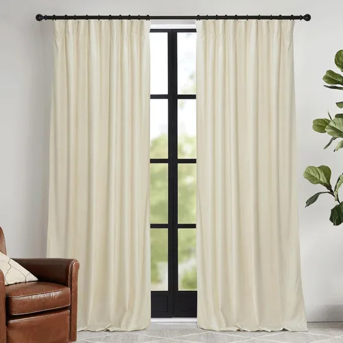 Miniatura 18 de RYB HOME Cortinas elegantes de terciopelo verde de 108 pulgadas de largo, bloqueo de luz, aislamiento térmico, elegantes cortinas de terciopelo