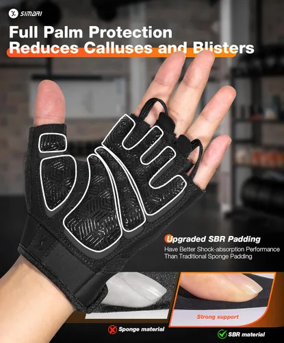 Miniatura 2 de SIMARI Guantes transpirables de entrenamiento para hombres y mujeres, guantes de levantamiento de pesas con acolchado, agarre, protección completa
