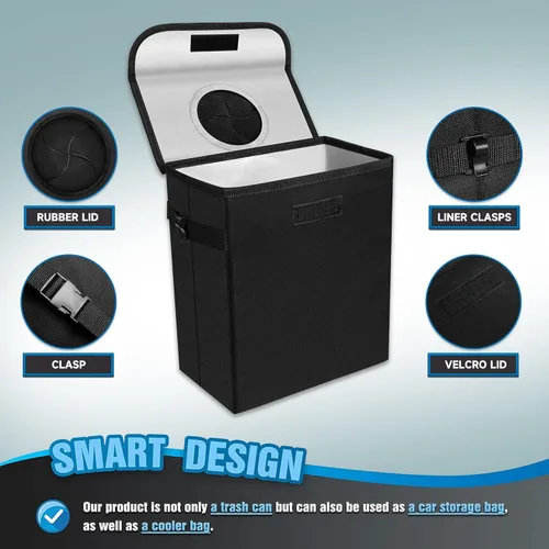 Miniatura 2 de Basurero para automóvil con tapa, organizador y almacenamiento a prueba de fugas, impermeable, cubo de basura multiusos para automóvil