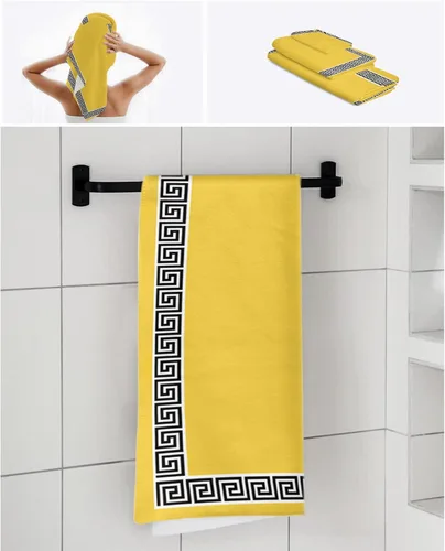 Miniatura 7 de Yellow Black Bath Towels for Bathroom Set - Luxury Towels Gifts for Women,Quick Dry Beach Kitchen Hand Hair Face Yoga Workout Gym Towel and Dish