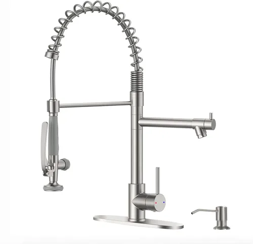 Miniatura 24 de Fapully - Grifo de cocina negro, grifo de fregadero de cocina comercial extraíble con rociador Negro mate