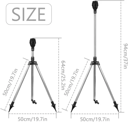 Miniatura 2 de Aspersor de trípode giratorio, rociadores de riego giratorios automáticos de 360 grados, aspersor telescópico de trípode para áreas grandes, patio
