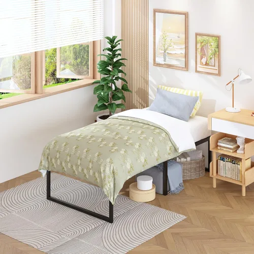 Miniatura 4 de Lutown-Teen Marcos de Cama Plataforma Individual de 18 Pulgadas de Metal Resistente Sin Necesidad de Somier, Sin Ruido, Fácil Montaje, Negro