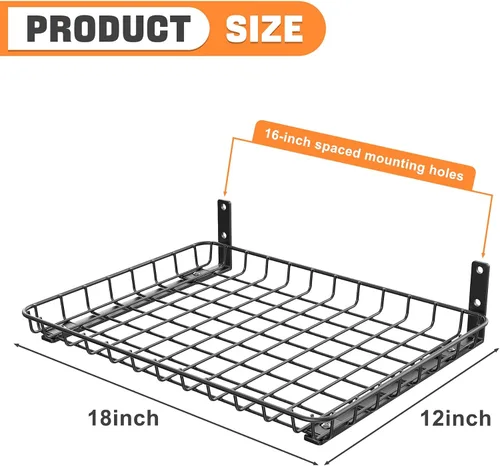 Miniatura 2 de TORACK Paquete de 2 estantes de pared de 12 x 18 pulgadas, estante de pared de garaje para armario y lavandería, estantes flotantes resistentes