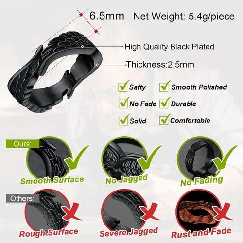 Miniatura 3 de FaithHeart Anillos góticos punk del diablo mal de ojo, anillo de motociclista de acero inoxidable con garra de dragón y águila para hombres