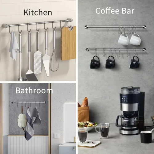 Miniatura 7 de Audmore Estante para utensilios de cocina, 2 unidades, ollas y sartenes de 15.6 pulgadas, estante colgante de pared, tapa de acero inoxidable 304, 7