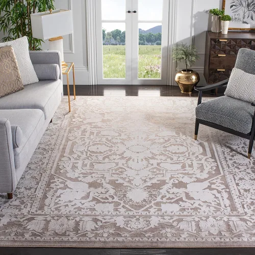Miniatura 35 de Safavieh Reflection Collection RFT665C - Alfombra de 8 x 10 pies, gris claro y crema, bohemio, desgastado, no se desprende, de fácil cuidado