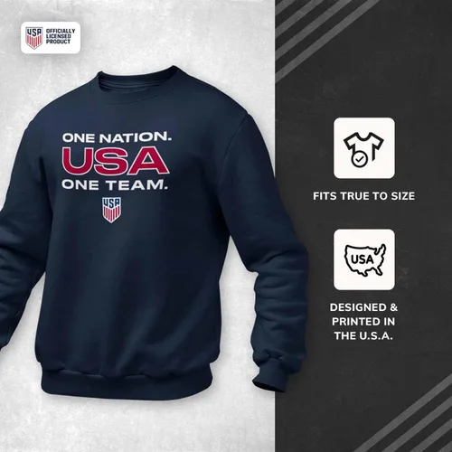 Miniatura 5 de The Victory Officially Licensed Unisex Adult USA National Soccer Team One Nation One Team Slogan Crewneck Sweatshirt