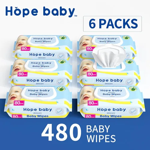 Miniatura 7 de Toallitas para pañales para niños pequeños, 480 unidades, toallitas húmedas puras sensibles con dispensador abatible, hipoalergénicas