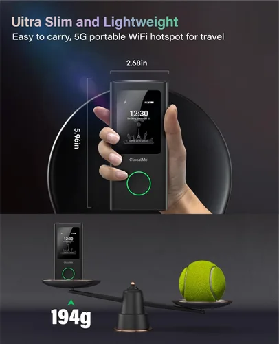 Miniatura 11 de GlocalMe Numen Air 5G Hotspot con datos de 30GB para EE. UU./CA/MX por 60 días, punto de acceso WiFi portátil para viajes, dispositivo de punto