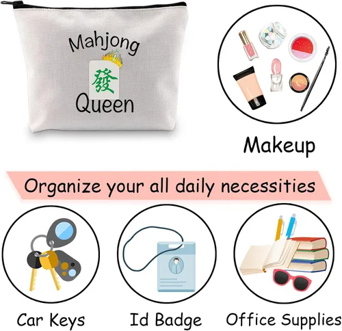 Miniatura 5 de JXGZSO Mahjong Queen Lucky Bag Game Tiles Travel Storage Mahjong Juego de mesa con cremallera, regalo para los amantes de Mahjong, Reina de Mahjong