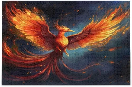 Fire Phoenix Puzzle 1000 piezas - Rompecabezas de madera para juegos familiares - Adecuado para adolescentes y adultos