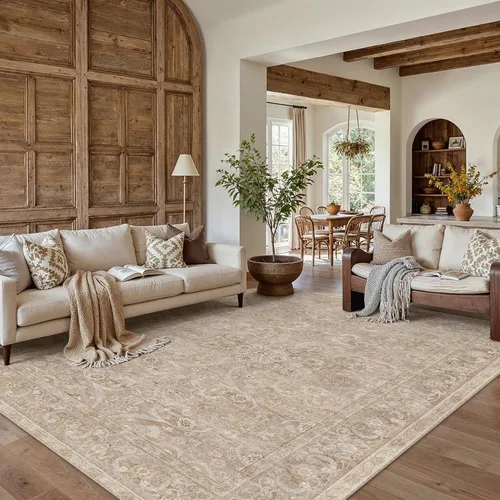 Miniatura 107 de PureCozy - Alfombra de área beige de 8 x 10, lavable, vintage, alfombra para sala de estar, dormitorio, gran alfombra suave retro de pelo bajo