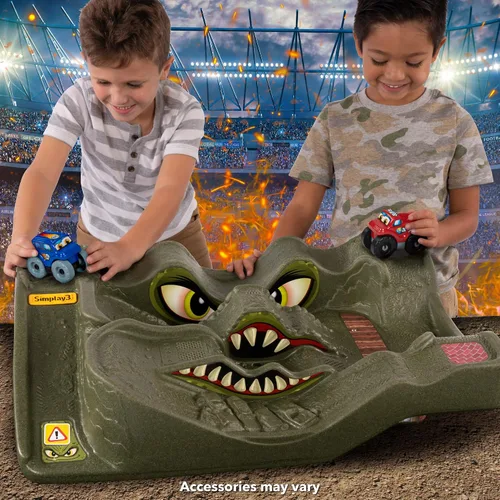 Miniatura 2 de Título: Mesa de Pista de Carreras de Coches Simplay3 Monster City Extreme Wheels - Mesa de Juego Portátil de 2 Lados para Niños con 2 Camiones