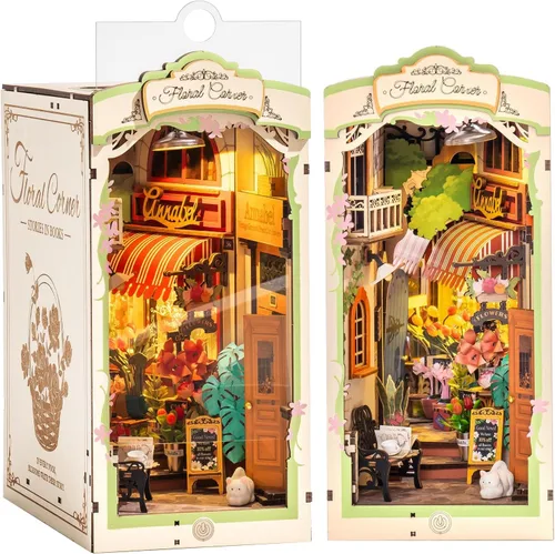 Rolife Kits de rincón de libros para adultos, kit de rincón de libros en miniatura para decoración de habitación del hogar, rompecabezas de madera