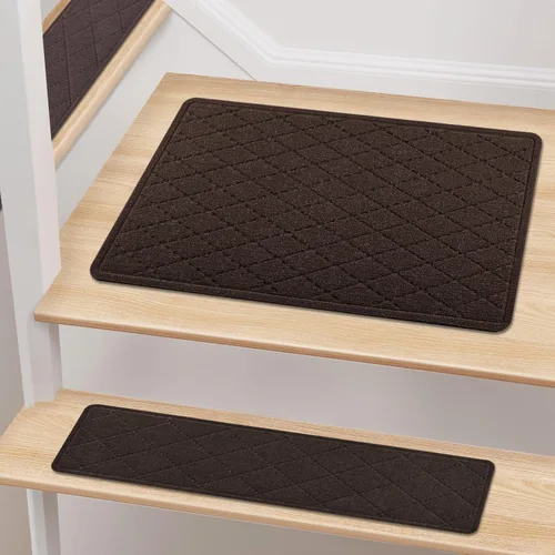Miniatura 10 de Stair Treads with Landing Rug for Wooden Steps Indoor, Peel and Stick Stair Treads Matching-Mat 20"X32" Stair Landing Slip Resistant Polyester Stair