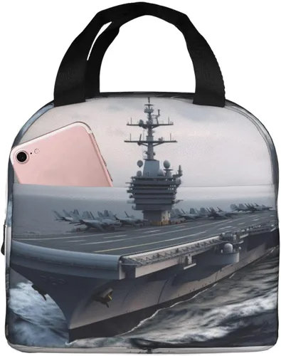 Bolsa de almuerzo con estampado de portaaviones Bolsa de almuerzo reutilizable con aislamiento portátil para trabajo, camping, viajes, picnic