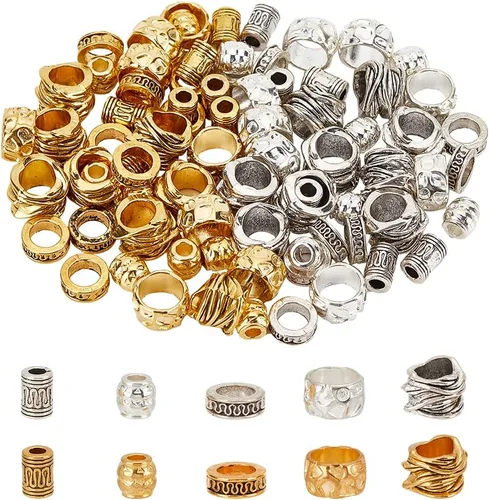 Miniatura 8 de NBEADS 180 cuentas africanas y europeas de 12 estilos, estilo tibetano, estilo tibetano, cuentas para barba y rastas, para trenzar el cabello