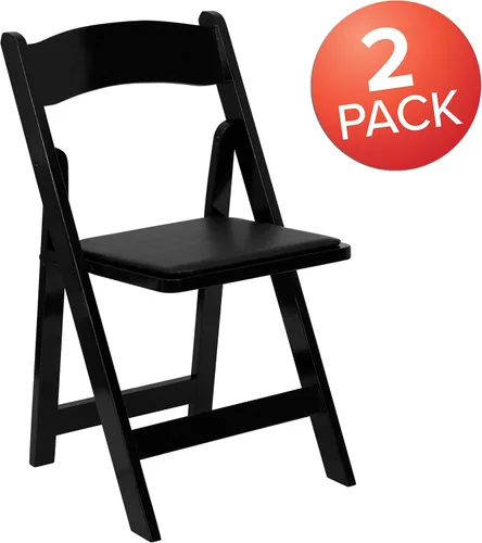 Miniatura 7 de EMMA + OLIVER Paquete de 2 sillas plegables de madera negra con asiento acolchado de vinilo Negro