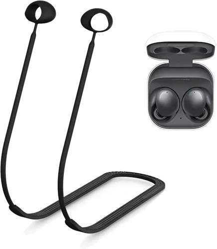 Galaxy Buds - Cordón de 2 correas antipérdida, correa deportiva para el cuello, silicona suave, diseño especial de textura antideslizante, Negro