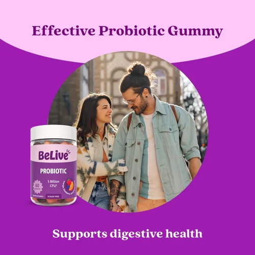Miniatura 4 de BeLive Gomitas probióticas – Probióticos con 5 mil millones de UFC para la salud digestiva, hombres, mujeres y niños – para apoyo inmunológico, sin