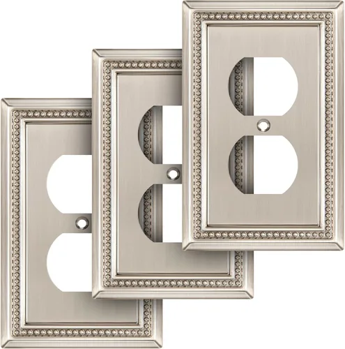 Miniatura 56 de Henne Bery Sunken Pearls - Placa de pared decorativa resistente para interruptor, cubierta para tomacorrientes (doble dúplex, níquel satinado)