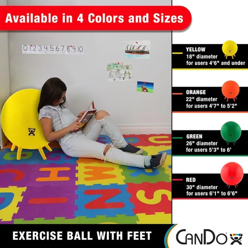 Miniatura 5 de Pelota de ejercicios CanDo inflable con pies de estabilización, 1