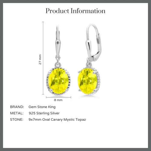 Miniatura 46 de Gem Stone King Aretes colgantes de gota para mujer, plata de ley 925, piedra natal ovalada de 0.354 x 0.276 in, joyería fina, regalos para ella